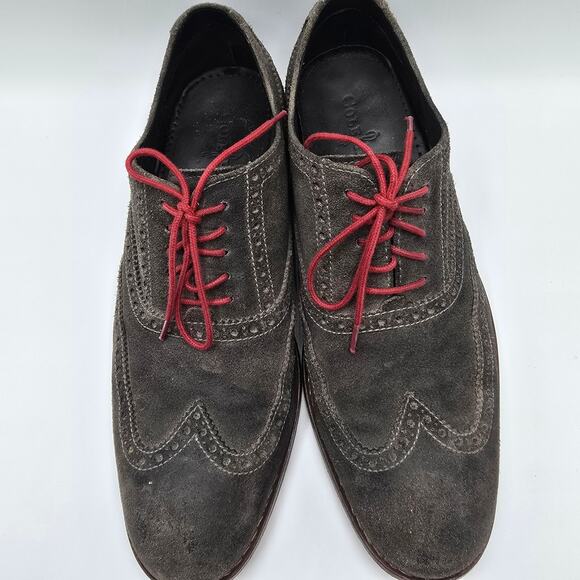 Cole Haan mens Colton suede charcoal gray oxford dress shoes size 8